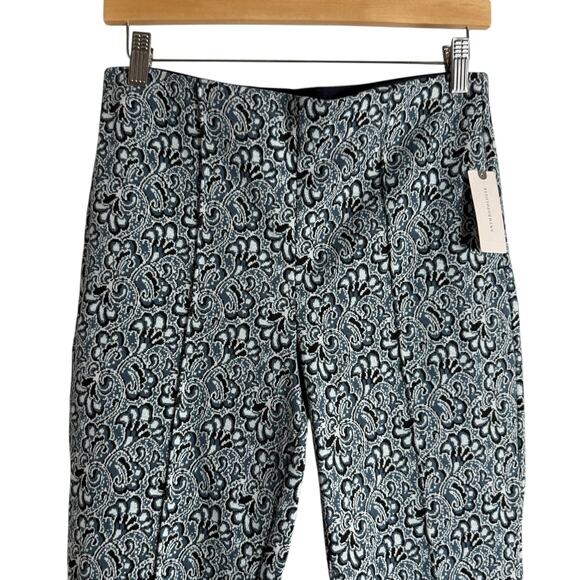 Maeve Anthropologie The Margot Kick-Flare Cropped Pants Blue Paisley Jacquard S - Picture 6 of 12